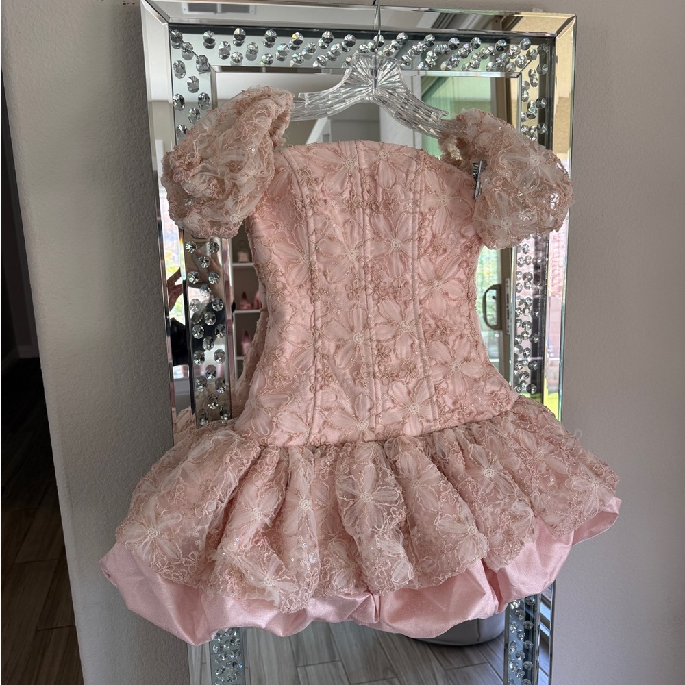 “Innovare Denim” Pink Bubble Hem Dress - Picture 4 of 9
